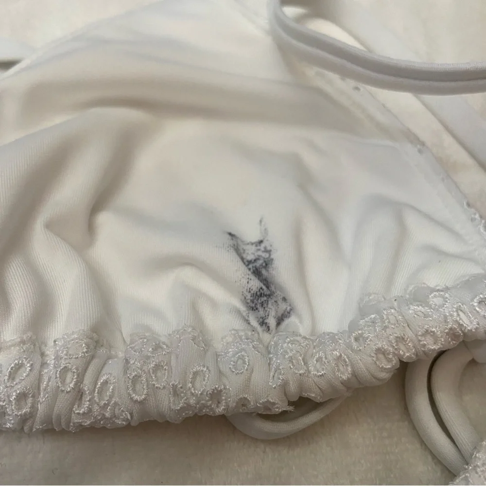 New! Frankie's Bikinis x PINK White eyelet string Bikini 3992